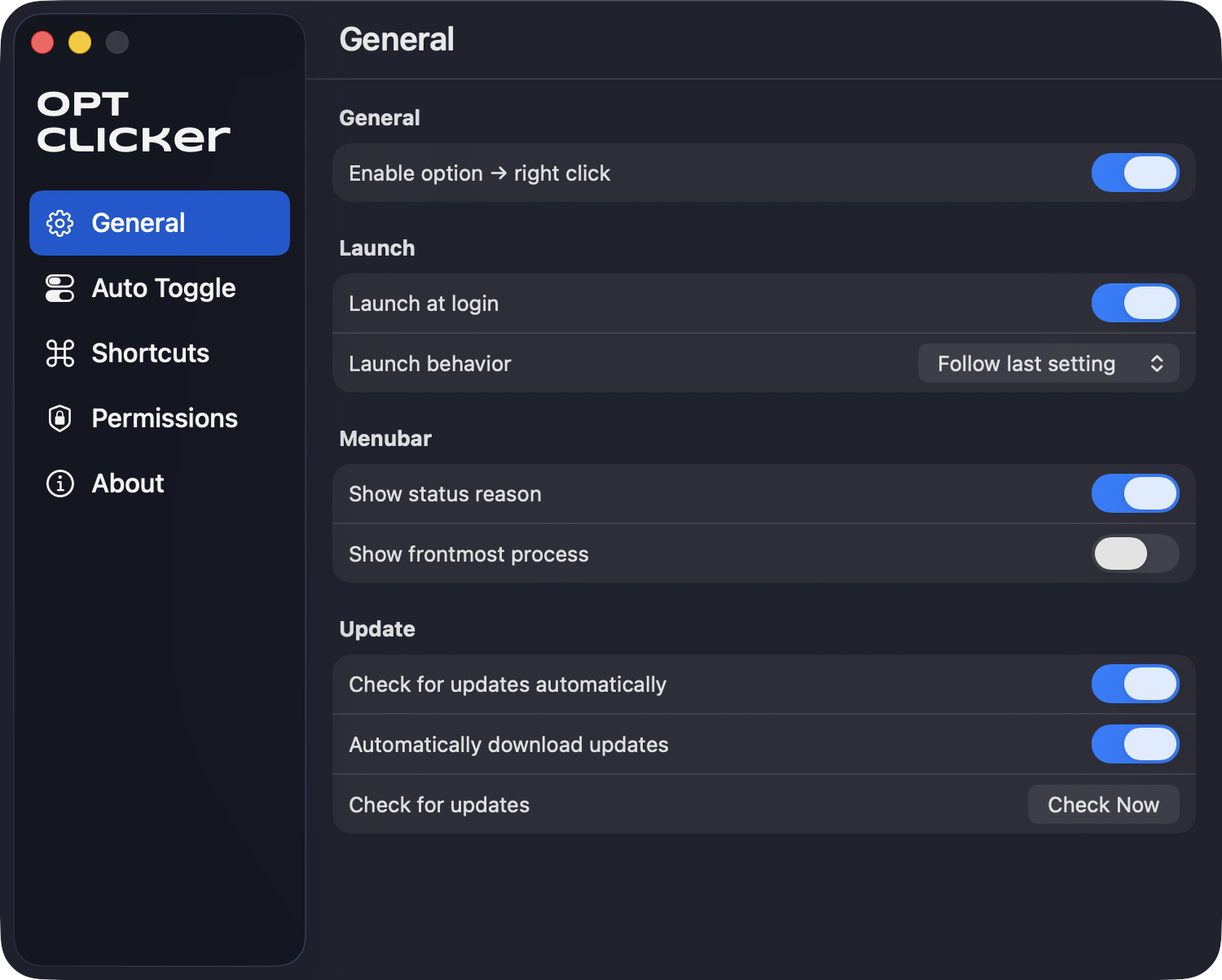 OptClicker Settings