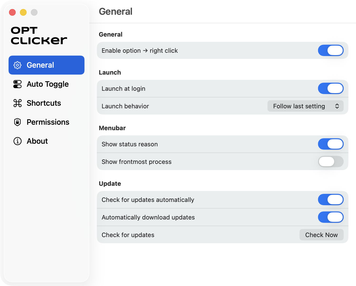 OptClicker Settings