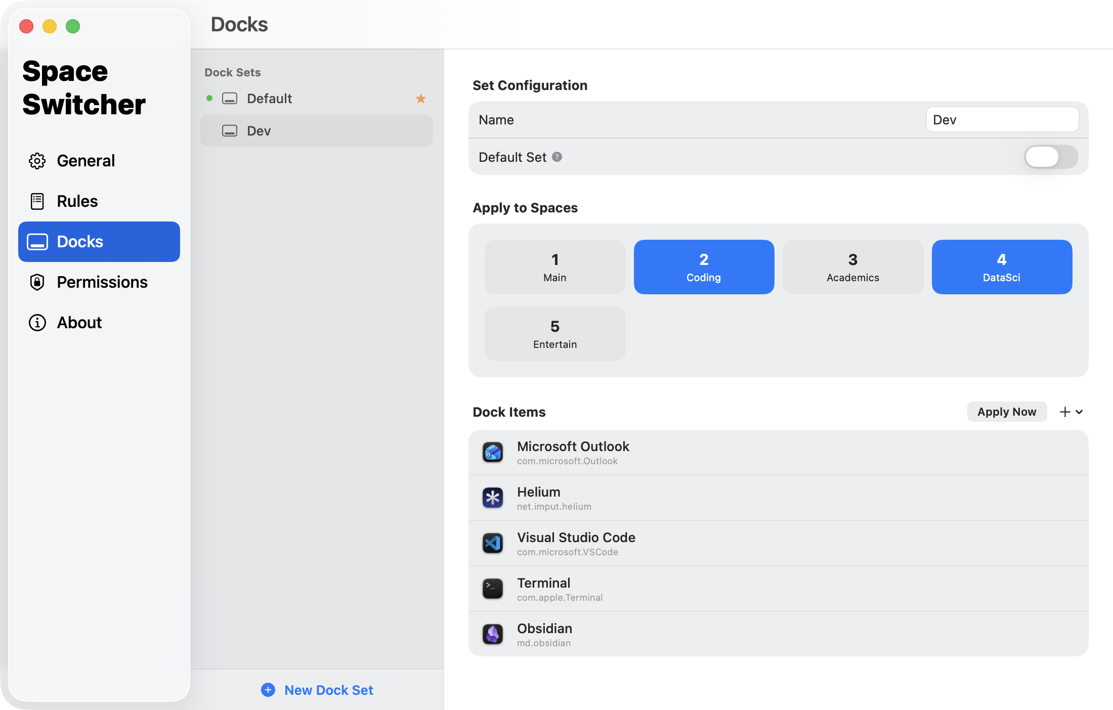SpaceSwitcher Docks